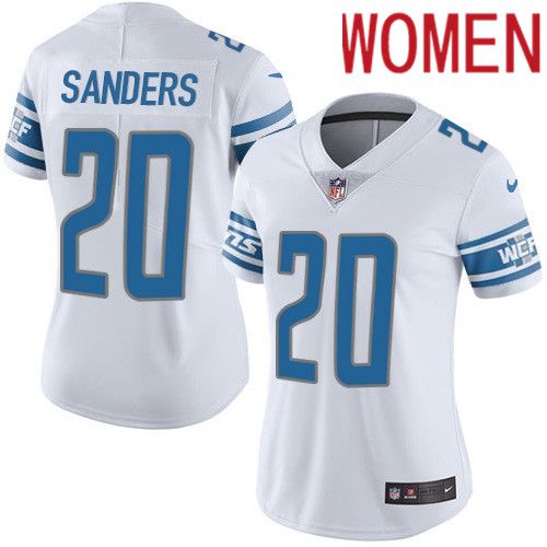 Women Detroit Lions #20 Barry Sanders Nike White Vapor Limited NFL Jersey